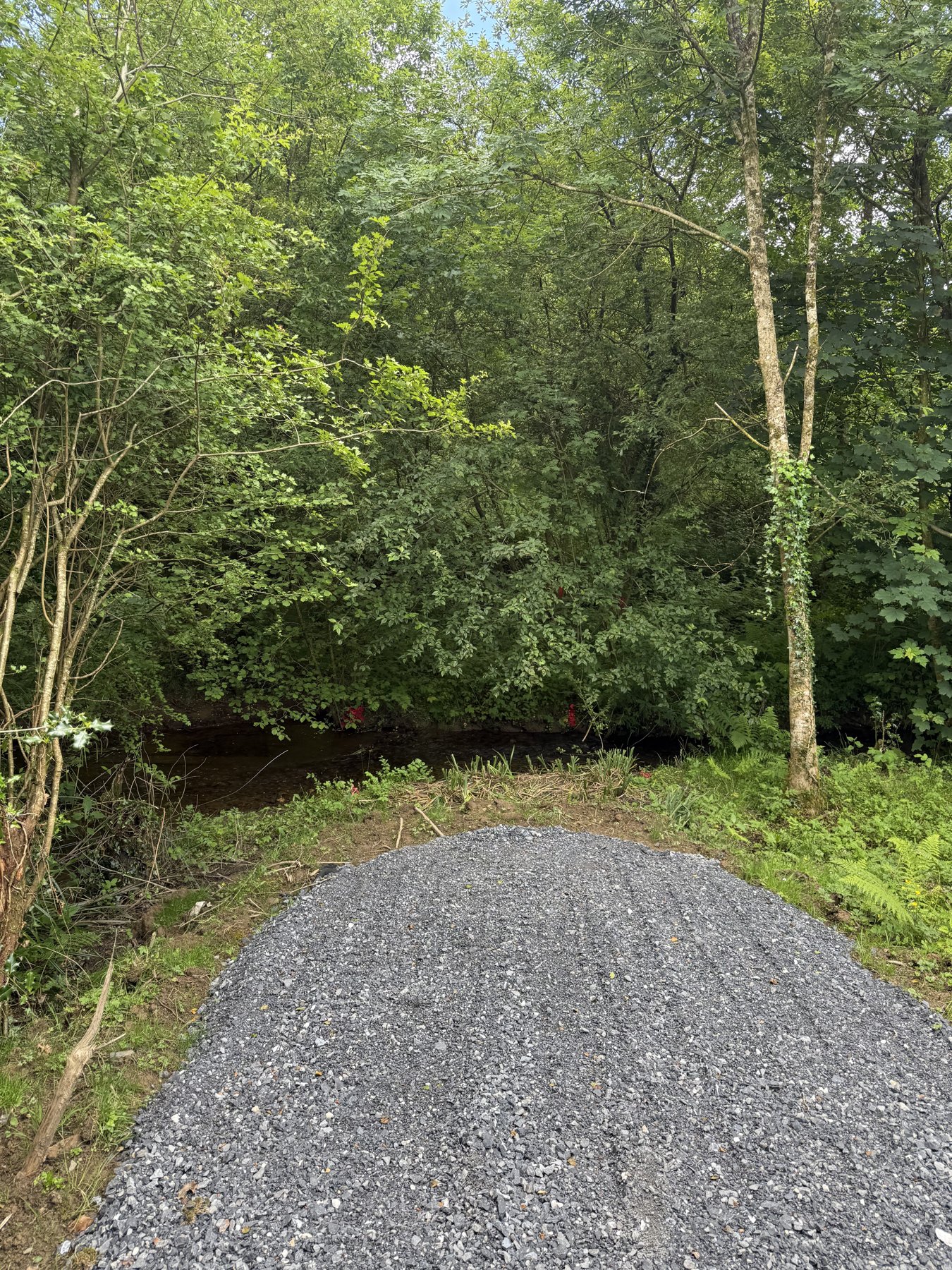 Gravel path through the grounds before the timber crossing work